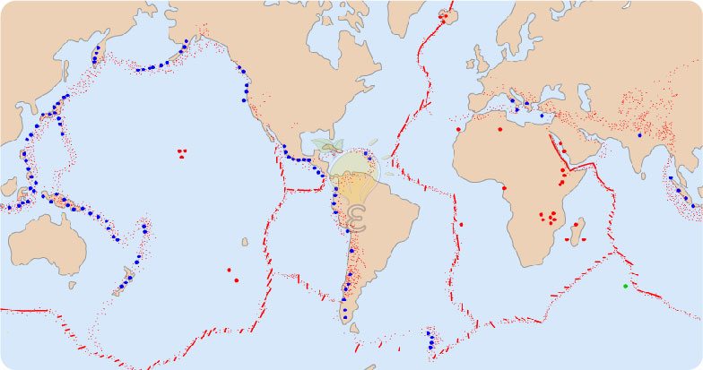 Les séismes et les volcans sont localisés dans des zones étroites :